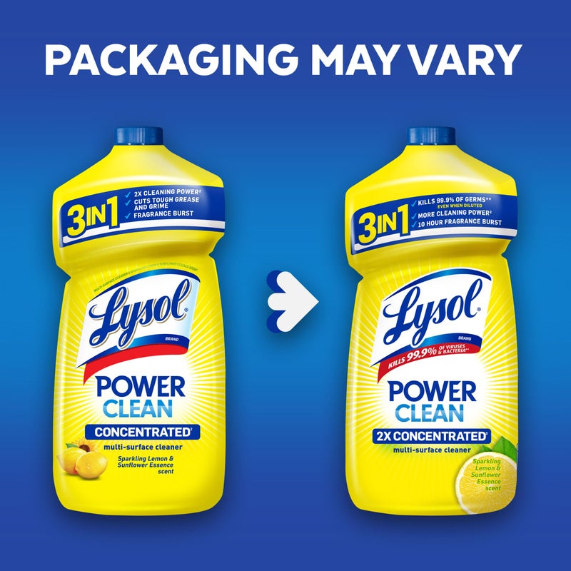 Lysol Power Clean Multi-Surface Cleaner, 2x Concentrated Pour, Sparkling Lemon & Sunflower Essence scent, 28 Fl Oz (Packaging May Vary) - Image 2