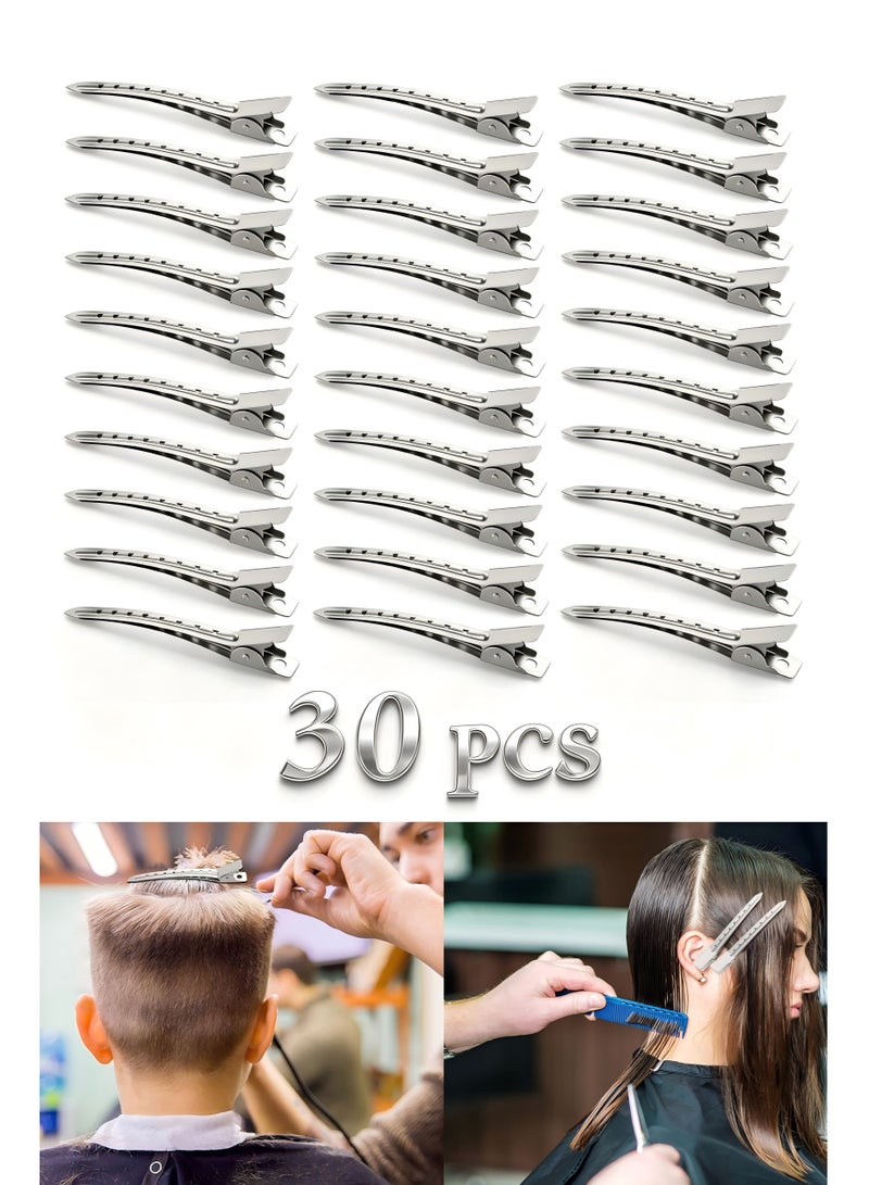 30 Pack Large Duck Bill Hair Clips, Rustproof Stainless Steel Alligator Clips with Vent Holes, Professional Hair Styling Clips，Non-Slip Hair Styling Sectioning Clips for Salon, Barber, Hairdressing, Makeup and Daily Use - Image 1