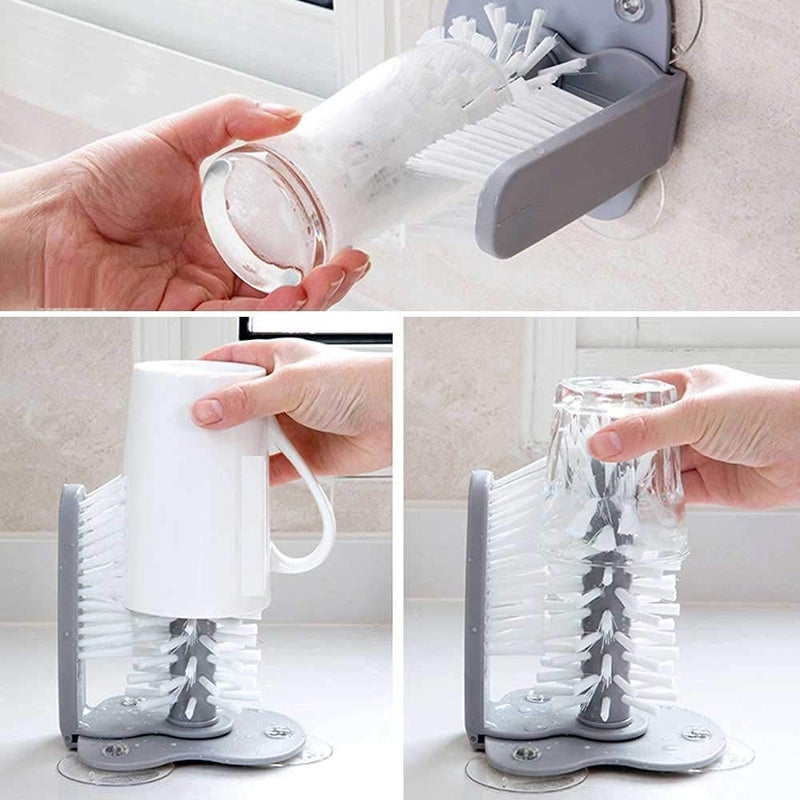 APURK BottleGlassCupCoffee Mugs Cleaner for BarKitchen Sink Washing Cleaning Tools Cleaning Supplies Self Stand Scrubber Multicolor Set of 1 - Image 3