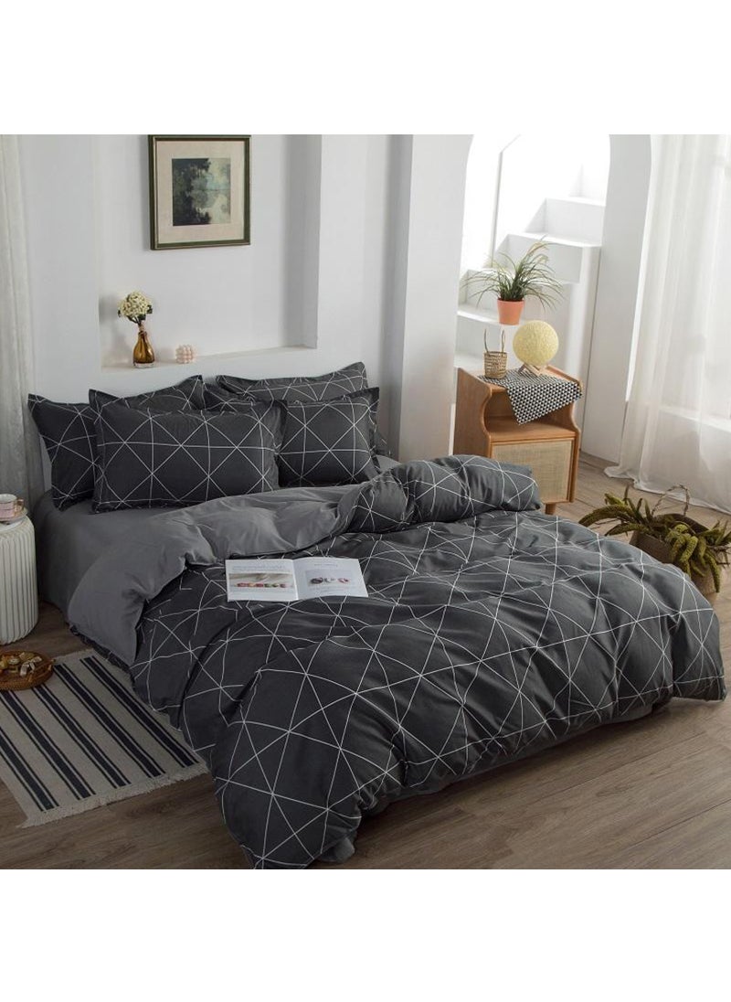 Sharpdo - Sharpdo 4-Pieces Bed Sheet Set Polyester Soft Quilt Cover With 1Quilt Cover 200*230cm 1 Flat Sheet and 2 Pillowcases - Image 1