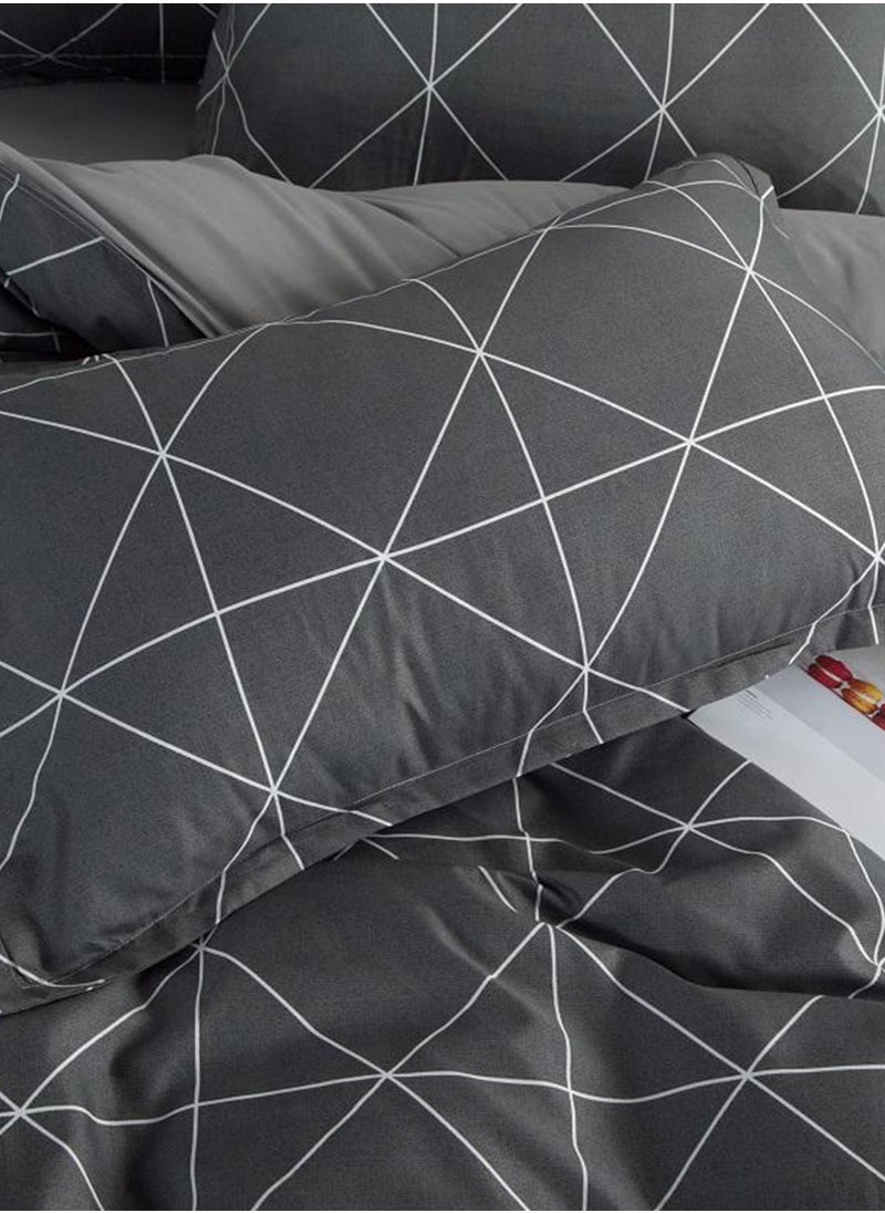 Sharpdo - Sharpdo 4-Pieces Bed Sheet Set Polyester Soft Quilt Cover With 1Quilt Cover 200*230cm 1 Flat Sheet and 2 Pillowcases - Image 1