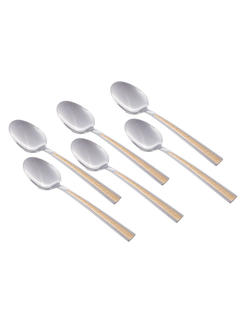 WD 24 Pieces Stainless Steel Dining Spoon Set With Stand  Silver And Gold - Image 4