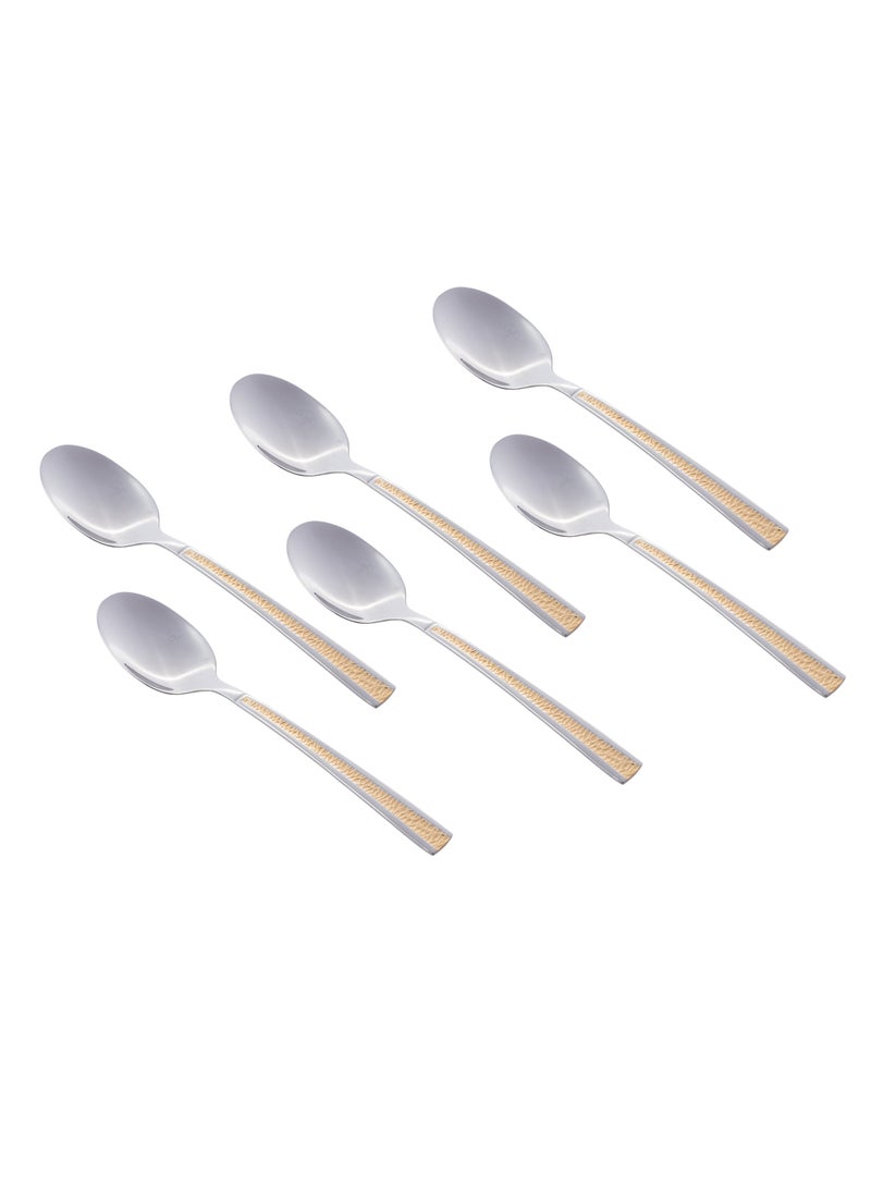WD 24 Pieces Stainless Steel Dining Spoon Set With Stand  Silver And Gold - Image 3