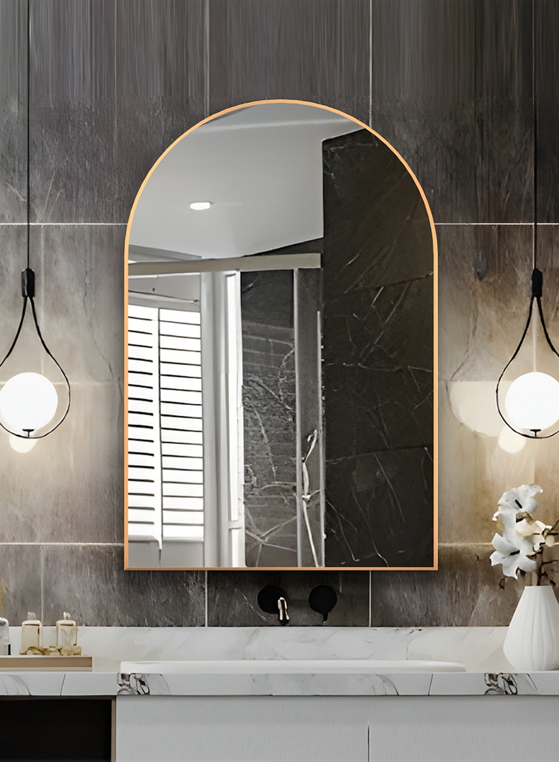 Arched Wall Mirror for Bathroom, 20"x30" Arched Mirror Wall Mounted Mirror with Metal Frame, Gold Vanity Mirror Decor for Mantle