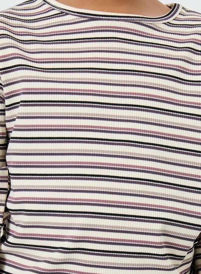Styli Boys Multi Striped Ribbed Long Sleeve T-Shirt - Image 3