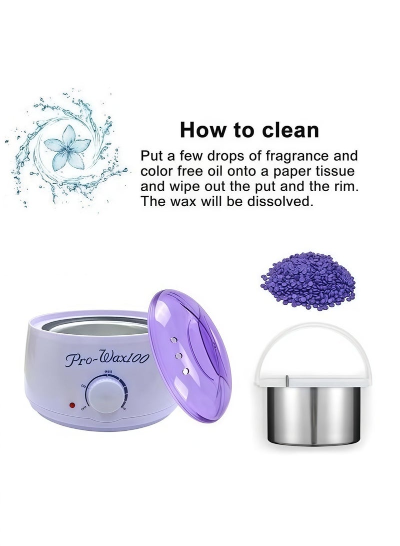 Pro-Wax100 Electric Hair Removal Wax Heater with Hair Removal Hot Wax 400G (Multicolour) and 10 Wooden Sticks (No Waxing Paper Needed) - Image 4