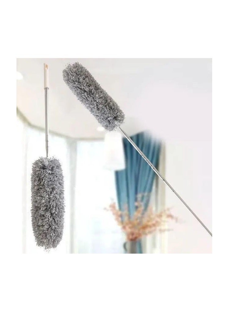 Extendable Feather Duster with Telescopic Handle (Stainless Steel) Extra Long 100", Handheld Microfiber Duster with Washable, Bendable Head for Cleaning High Ceiling Fans, Blinds, Cobwebs, Cars - Image 1