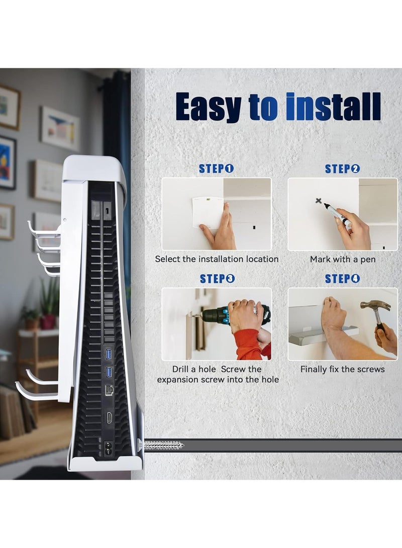 حامل حائط لجهاز PS5، قاعدة مع ملحقات PS VR2 وألعاب PS5، حوامل تخزين لأقراص الألعاب قابل للتكوين 14 قطعة، حامل حائط لتبديد الحرارة، قوي ومتين لجهاز PS5. - Image 5