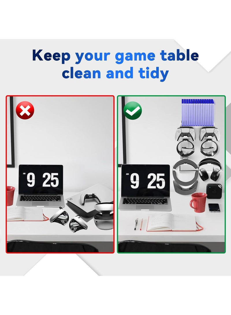 حامل حائط لجهاز PS5، قاعدة مع ملحقات PS VR2 وألعاب PS5، حوامل تخزين لأقراص الألعاب قابل للتكوين 14 قطعة، حامل حائط لتبديد الحرارة، قوي ومتين لجهاز PS5. - Image 2