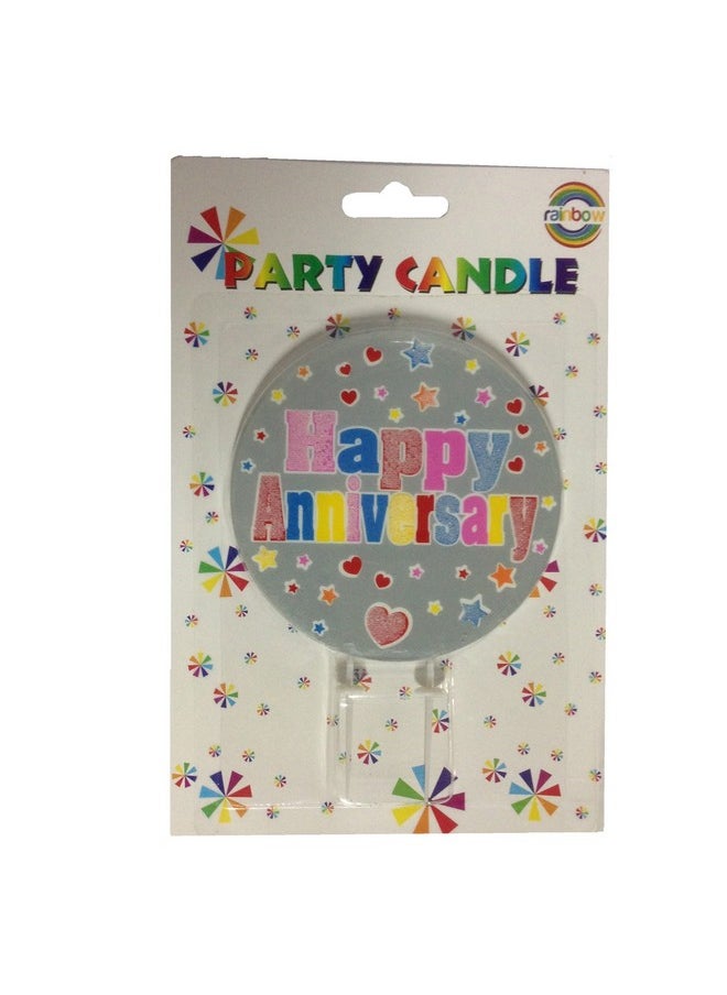 Funcart Funcart Colorful Heart and Star Printed Happy Anniversary Cake Candle 