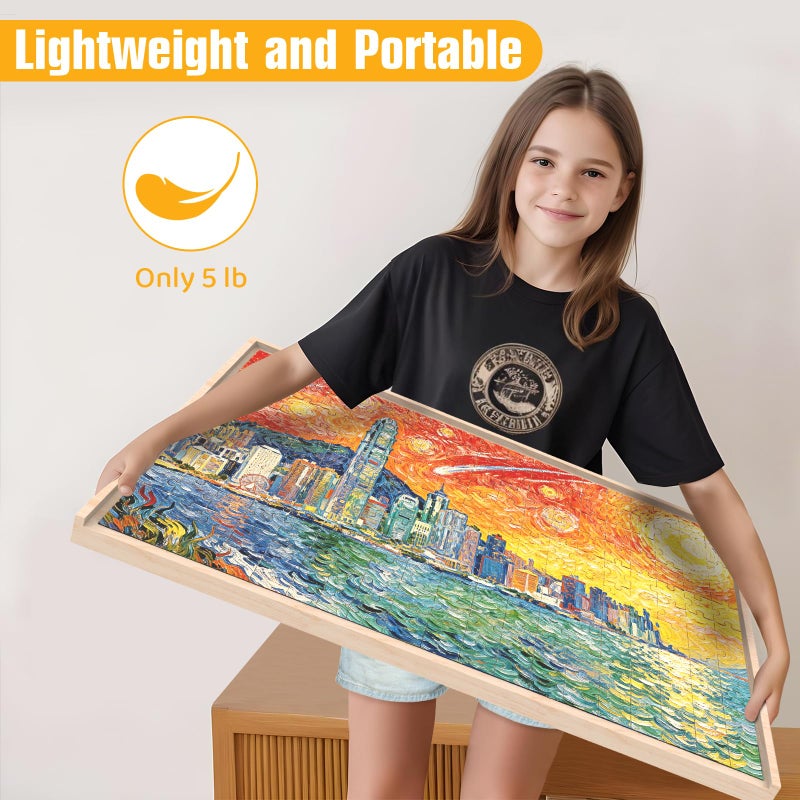 NORBASE 1000 Piece Puzzle Board with Drawers Rotatable 360-Degree Wheels and Cover 30" x 22" Wooden Jigsaw Puzzle Table Storage Organizer Portable Lightweight Design - Image 5