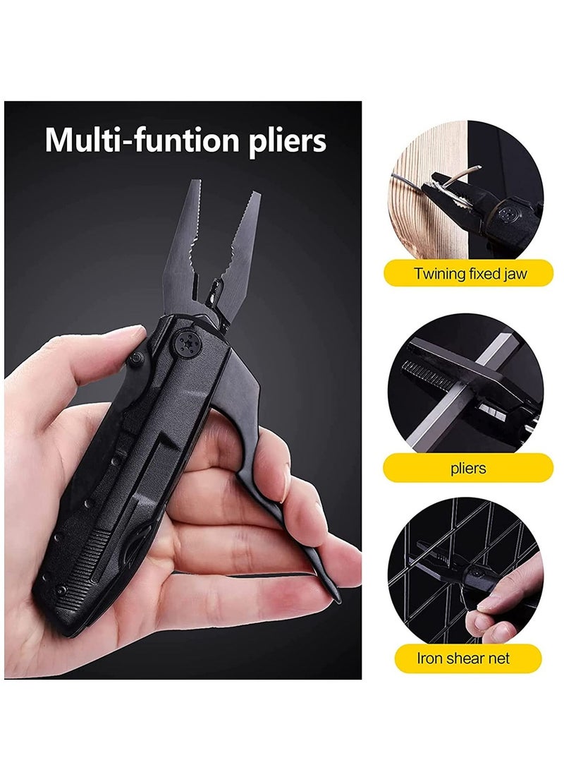 Furtey Stainless Steel Multitool  Multi Tool Pliers Folding Pocket Knife with 9PCS screwdrive bits Durable Nylon Sheath Safety Locking Design for Outdoor Camping Fishing Survival Hiking - Image 3