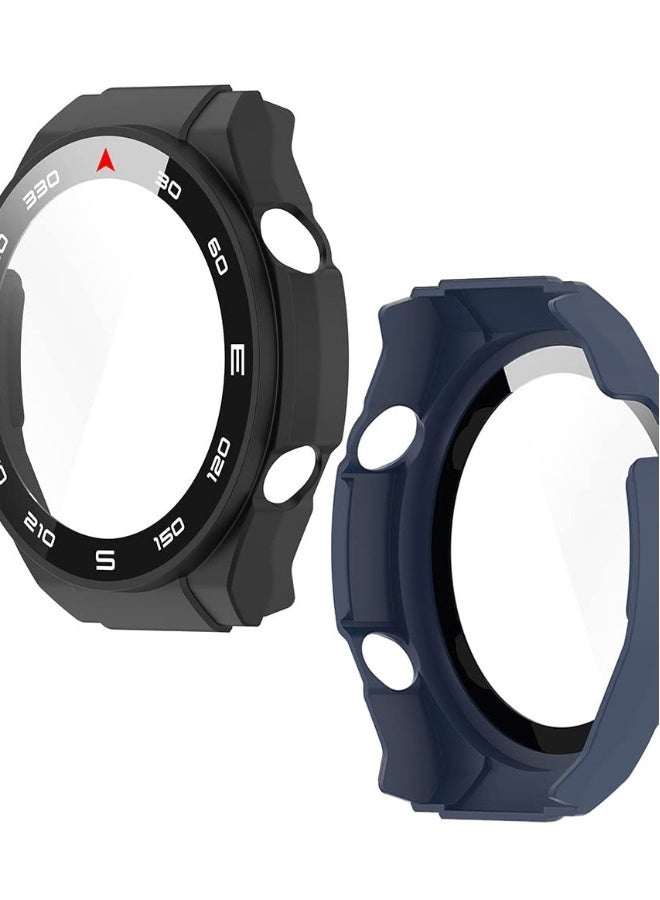 2 Pack Ultra-Thin Case with Tempered Glass Screen Protector for Huawei Watch Ultimate, 360° Protection in Black and Blue - Image 5