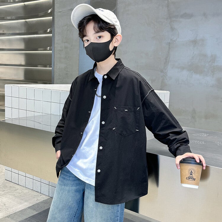 Boys' White Shirt, 2026 New Style, Stylish Long-Sleeve Shirt For Children, Trendy Base Shirt For Older Kids, - Image 4