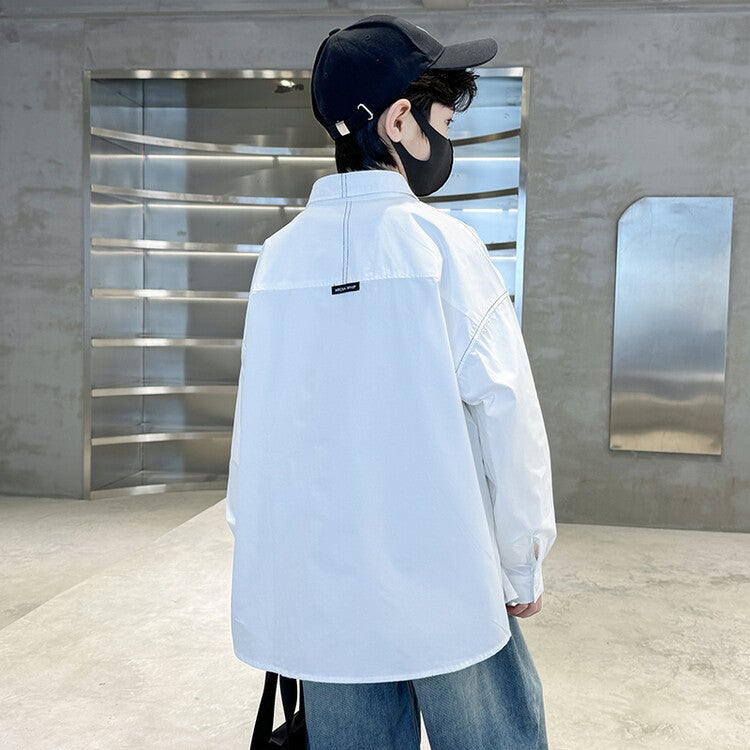 Boys' White Shirt, 2026 New Style, Stylish Long-Sleeve Shirt For Children, Trendy Base Shirt For Older Kids, - Image 5