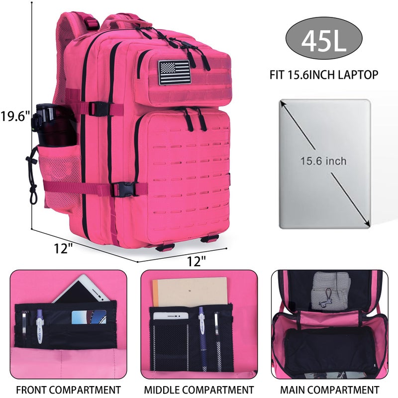 W WINTMING Military Tactical Backpack 45L/25L 3 Day Assault Pack Molle Daypack Hiking Backpack for Men and Women - Image 2