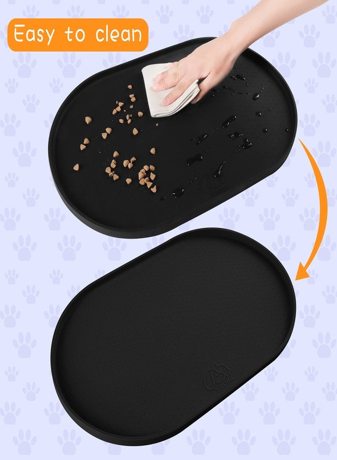 Yacee 100% Waterproof 0.5" Raised Edge BPA Free Silicone Dog Food Mat, Pet Cat Feeding Mats Contain Spills Protects Floors, Placemats for Cats and Dogs Water Bowl Dishwasher. (Small, Black) - Image 4