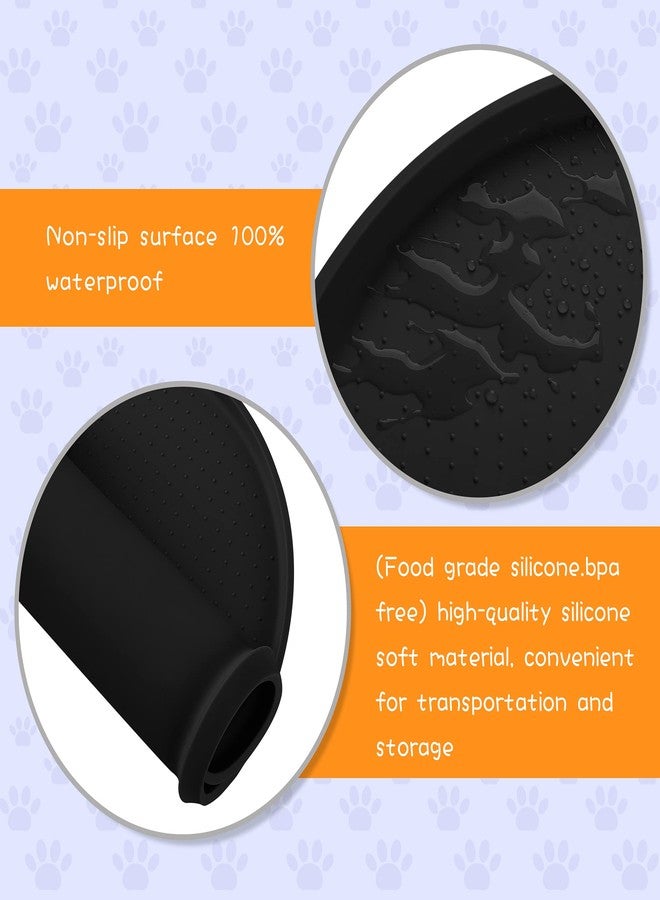 Yacee 100% Waterproof 0.5" Raised Edge BPA Free Silicone Dog Food Mat, Pet Cat Feeding Mats Contain Spills Protects Floors, Placemats for Cats and Dogs Water Bowl Dishwasher. (Small, Black) - Image 3
