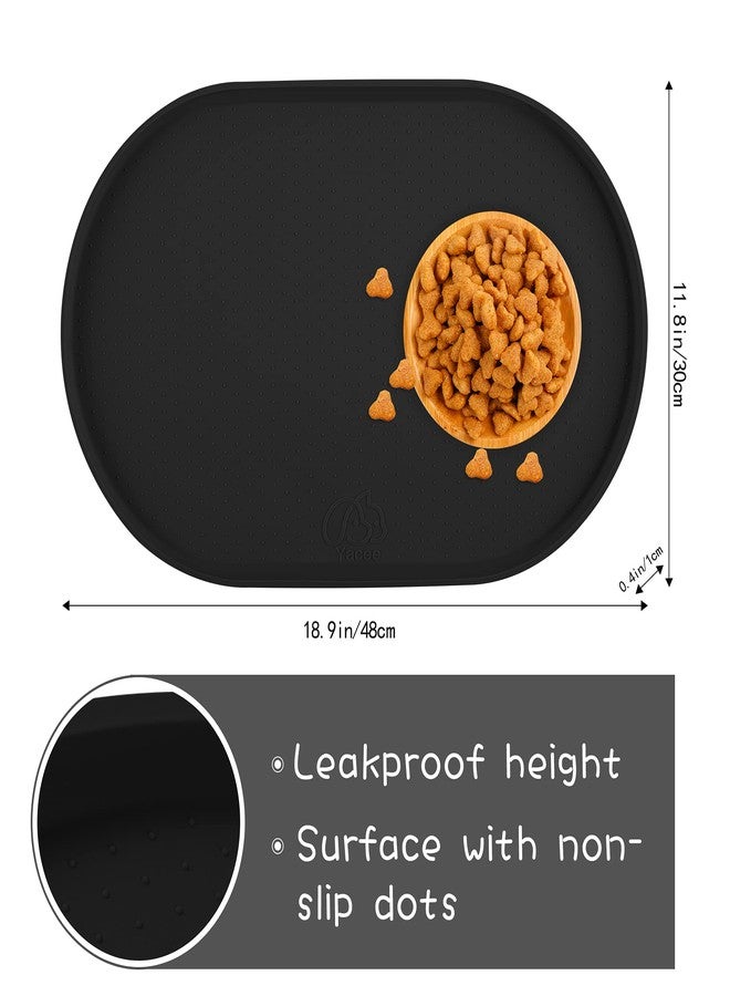 Yacee 100% Waterproof 0.5" Raised Edge BPA Free Silicone Dog Food Mat, Pet Cat Feeding Mats Contain Spills Protects Floors, Placemats for Cats and Dogs Water Bowl Dishwasher. (Small, Black) - Image 2