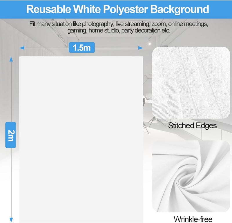 EMART Permanent & temporary usable White Backdrop with Stand, 2x2m(6.5x6.5ft) Portable T-Shape Backdrop Support with 1.5x2m(5x7ft) White Screen, Photography Kit for Portraits Party Photo Video Studio Fliming Comfort grip - Image 3