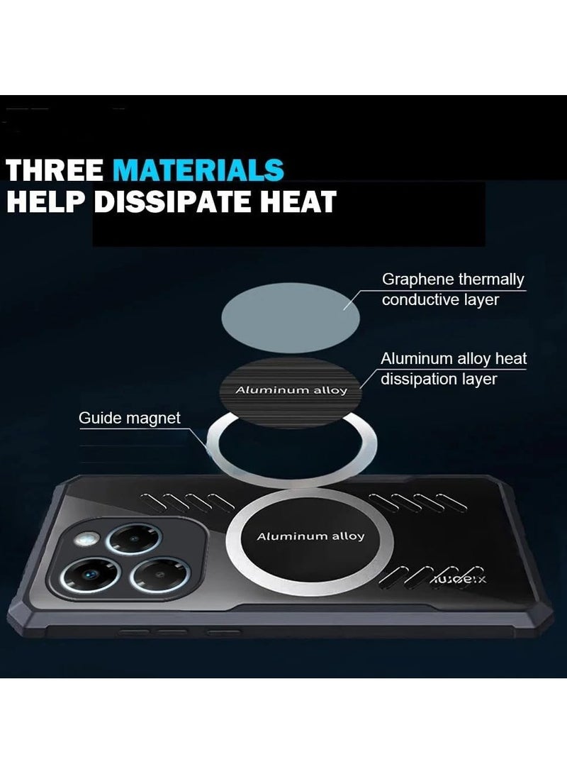 Case Compatible with Infinix Note 40X 5G, Hole Heat Dissipation Case Hybrid Transparent TPU Bumper Aluminum Alloy Cooling Cover for Infinix Note 40X - Image 3