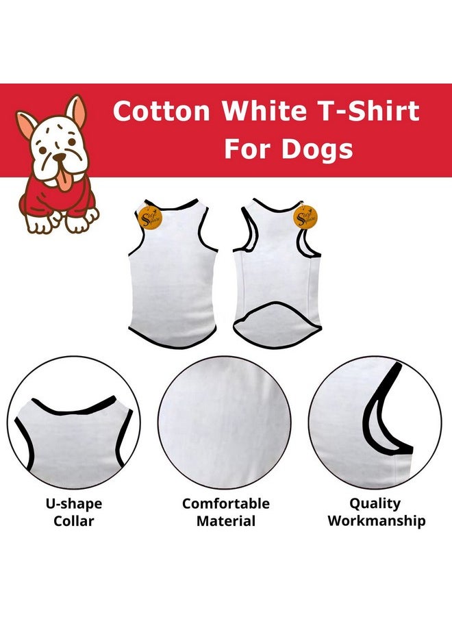 Sage Square Adorable Sleeveless Cotton Dog T-Shirt - Breathable & Fashionable Apparel For Your Dog, Puppy (White) (Xxsmall-10Inch)  - Image 2