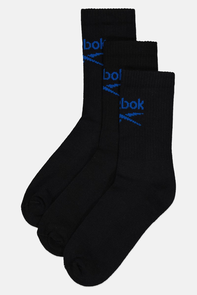 Reebok جوارب كروية للرجال 3 أزواج بشعار العلامة التجارية، سوداء - Image 3