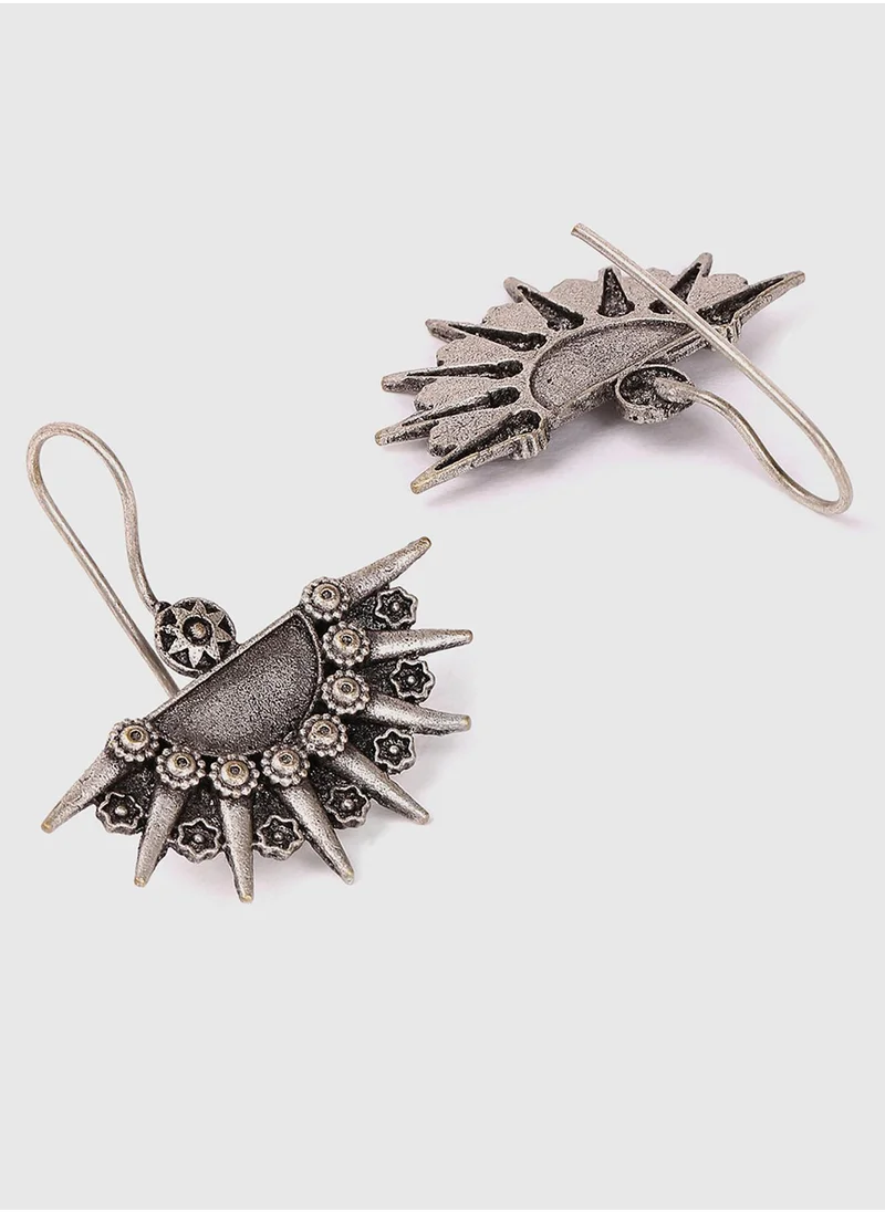 SOHI Crescent Shaped Contemporary Drop Earrings