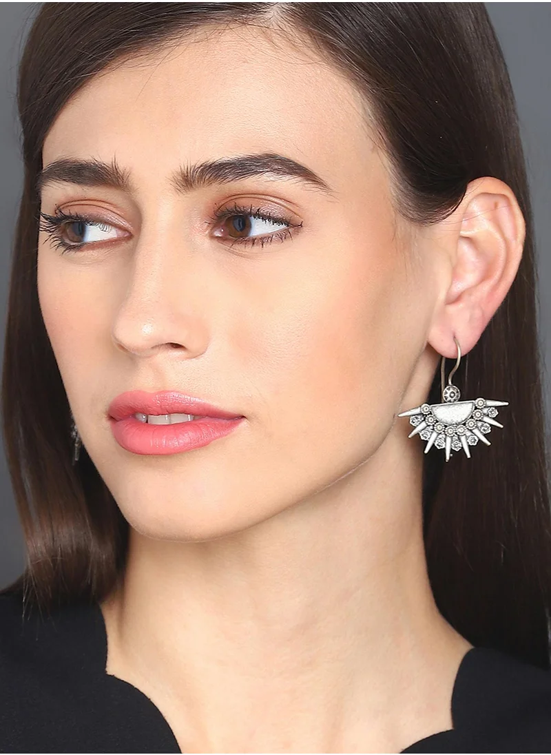 SOHI Crescent Shaped Contemporary Drop Earrings