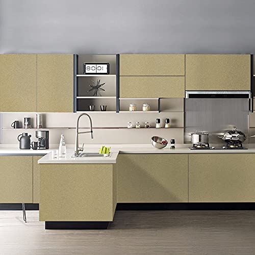 WALLTON Champagne Gloss Vinyl Peel and Stick Self-Adhesive Removable Thicken Waterproof for Kitchen Countertop Cabinet Wardrobe - 12''X''48 Inches - Image 4