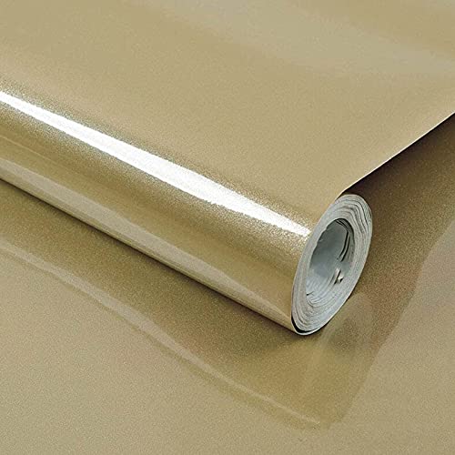 WALLTON Champagne Gloss Vinyl Peel and Stick Self-Adhesive Removable Thicken Waterproof for Kitchen Countertop Cabinet Wardrobe - 12''X''48 Inches - Image 2