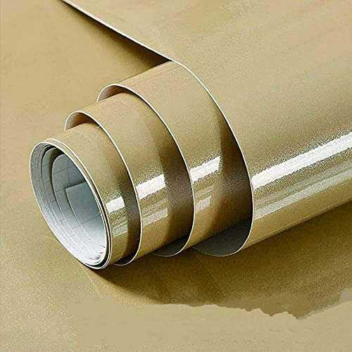 WALLTON Champagne Gloss Vinyl Peel and Stick Self-Adhesive Removable Thicken Waterproof for Kitchen Countertop Cabinet Wardrobe - 12''X''48 Inches - Image 1