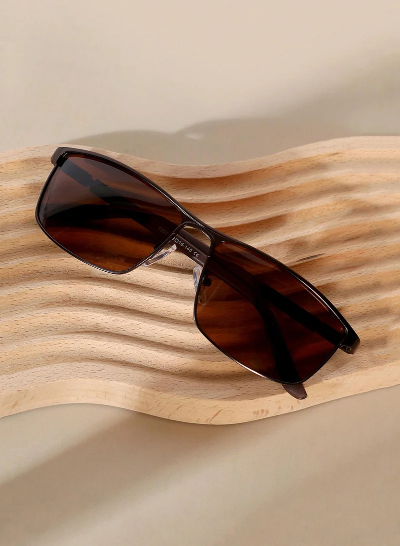 صوص هاوت نظارة شمسية رياضية حافة علوية - بني شوكولاتة