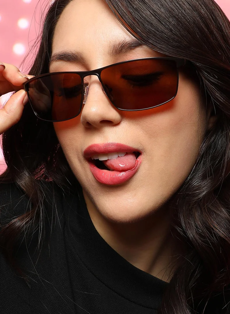 صوص هاوت نظارة شمسية رياضية حافة علوية - بني شوكولاتة
