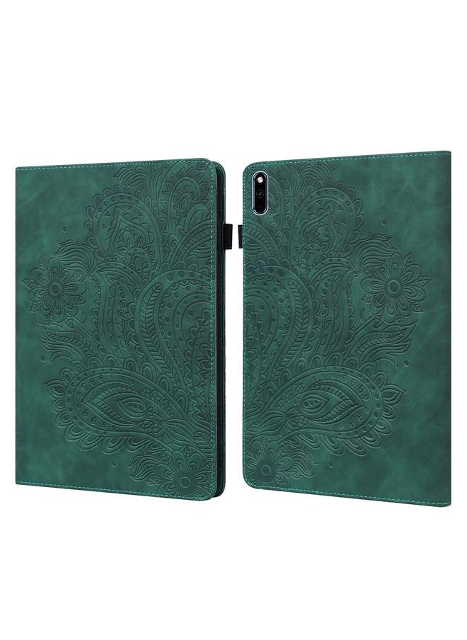 Green Tiger - Case For Huawei MatePad 10.4 Peacock Embossed Pattern TPU + PU Horizontal Flip Leather Case with Holder & Card Slots & Wallet & Sleep / Wake-up Function - Image 1