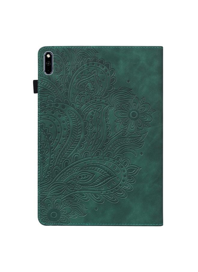 Green Tiger - Case For Huawei MatePad 10.4 Peacock Embossed Pattern TPU + PU Horizontal Flip Leather Case with Holder & Card Slots & Wallet & Sleep / Wake-up Function - Image 1