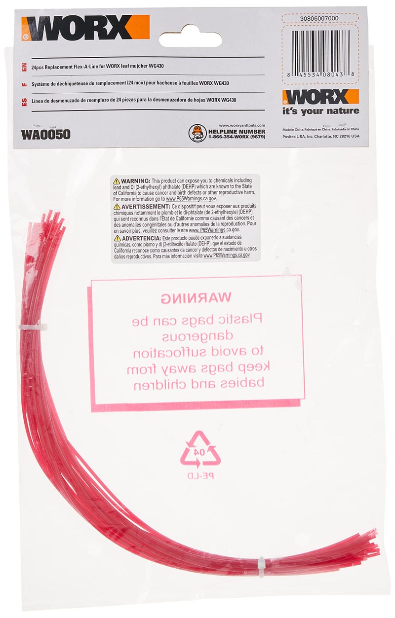 WORX WA0050 Flex-A-Line 24-Pack 13" Replacement Line for WG430 Electric Leaf Mulcher - Image 2