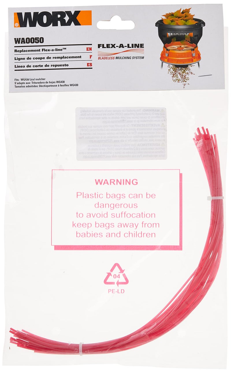 WORX WA0050 Flex-A-Line 24-Pack 13" Replacement Line for WG430 Electric Leaf Mulcher - Image 1