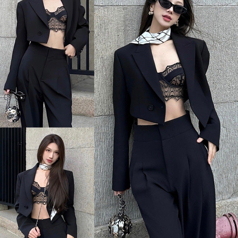 Large Bust Minimizing Lace Embroidery Mesh Cat Eye Cup Short Boning Bra Set - Image 4