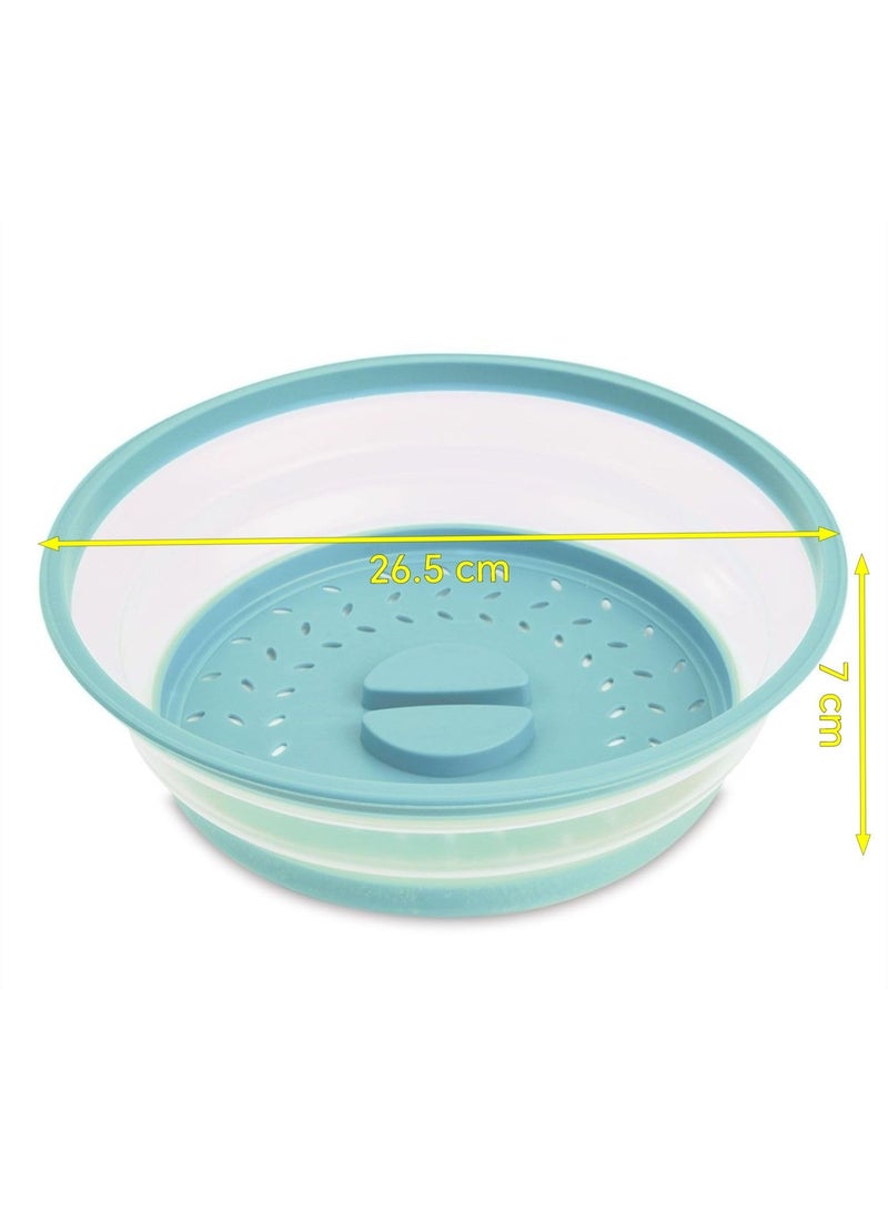Microwave Plate Cover, Silicone Collapsible, Round, 26.5 cm, 10.5 Inch Splatter Cover , Food Cover , Fruit And Vegeatable Drainer , Strainer, Food Grade Plastic And Silicone - Image 3