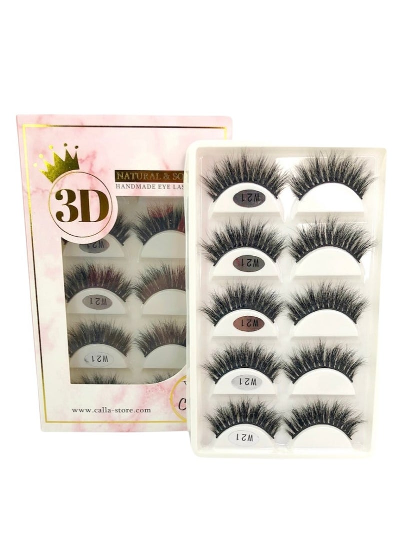 Calla Lashes Styles Faux Mink Lashes Luxurious Volume Fluffy Natural Soft Thick Falses Eyelashes 5 Pairs | W21 - Image 2