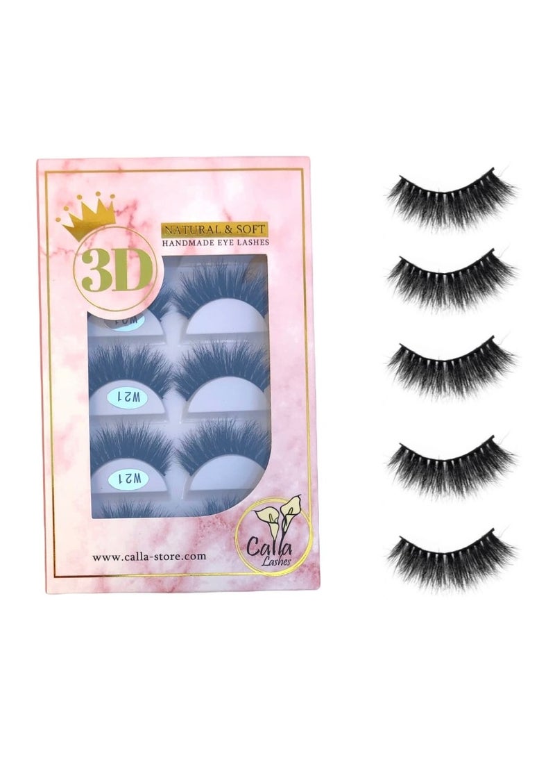 Calla Lashes Styles Faux Mink Lashes Luxurious Volume Fluffy Natural Soft Thick Falses Eyelashes 5 Pairs | W21 - Image 1