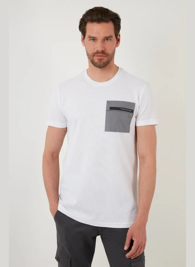 بوراتي تيشيرت قطن رجالي بقصة ضيقة وياقة دائرية وطبعة بوراتي