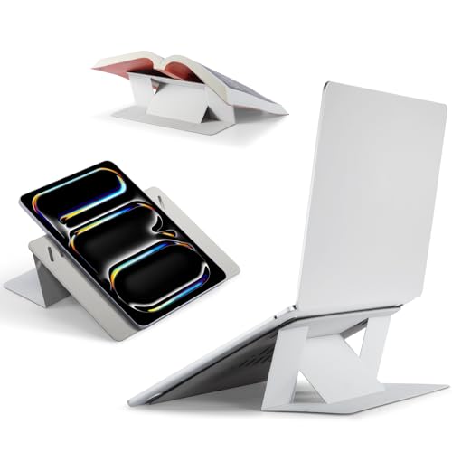 MOFT Invisible Laptop Stand for Desk, Stick-Free Tablet and Computer Stand with Dual-Angle, Foldable&Portable Laptop Riser Holder, Fits 7-11" Tablets&11-14" Laptops, Misty Cove (Non-Adhesive Version) - Image 1