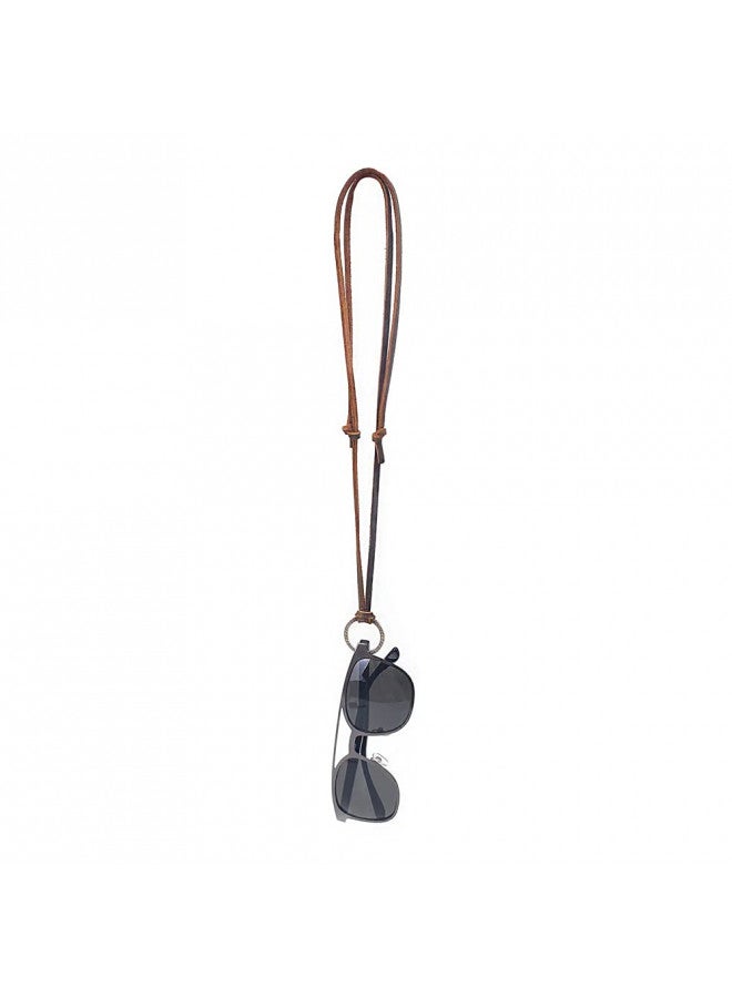 Decker Decker Glasses Necklace Sunglasses Holder Hanging Ring Leather Cord Adjustable Eyeglasses Strap Alloy Loop Ring (Silver Ring)  - Image 2