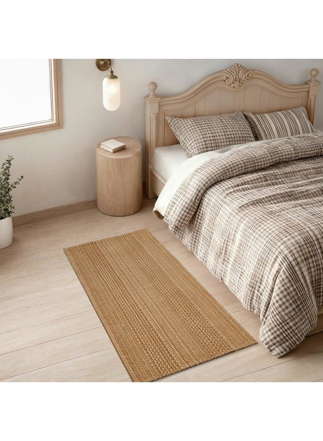 MatEssenz 2' x 4' Entryway Rug, Boho Small Area Rug, Machine Washable, Woven Rug, Non-Slip, Vintage Design, Pet Friendly, Soft Faux Fibre, for Indoor Entryways, Bedroom, Kitchens, Front Doors, Light Taupe Brown - Image 1
