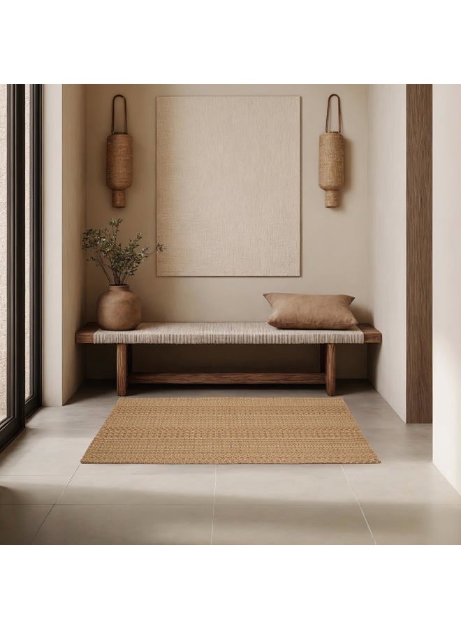 MatEssenz 2' x 4' Entryway Rug, Boho Small Area Rug, Machine Washable, Woven Rug, Non-Slip, Vintage Design, Pet Friendly, Soft Faux Fibre, for Indoor Entryways, Bedroom, Kitchens, Front Doors, Light Taupe Brown - Image 5
