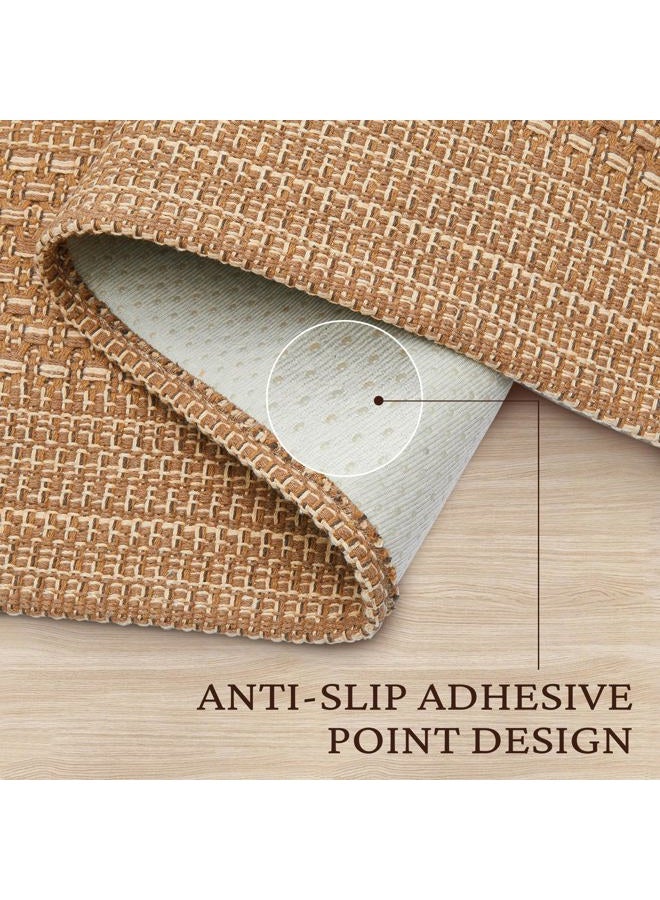 MatEssenz 2' x 4' Entryway Rug, Boho Small Area Rug, Machine Washable, Woven Rug, Non-Slip, Vintage Design, Pet Friendly, Soft Faux Fibre, for Indoor Entryways, Bedroom, Kitchens, Front Doors, Light Taupe Brown - Image 3