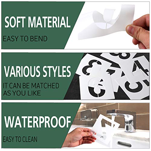 FEBSNOW 36 Pcs Large Alphabet Letter and Number Stencils - Reusable for Painting on Wood, Wall, Fabric, Rock, Chalkboard, Glass (4 Inches) - Image 3
