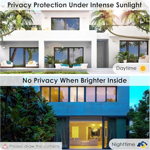 CREON One Way Privacy Window Film, Sun Blocking Heat Control Anti UV Static Cling for Windows Office Door (24 x 60 Inch) Black - Image 5